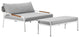 Benzara BM287796 Outdoor Daybed Set, Classic White Aluminum Frames, Ottoman
