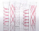 Razzle Dazzle Assorted Stemless Flutes, 6-Piece Set, Red