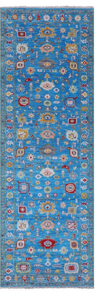Runner Turkish Oushak Handmade Wool Rug 4' 2" X 12' 5" - Q13466