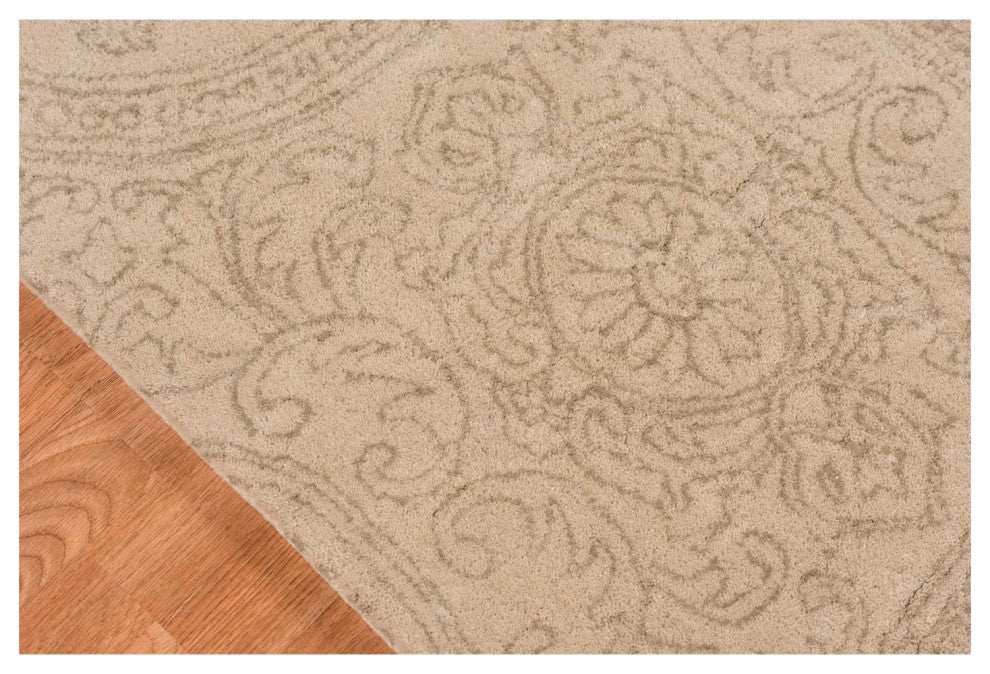8" X11" X 0.5" Beige Wool Area Rug