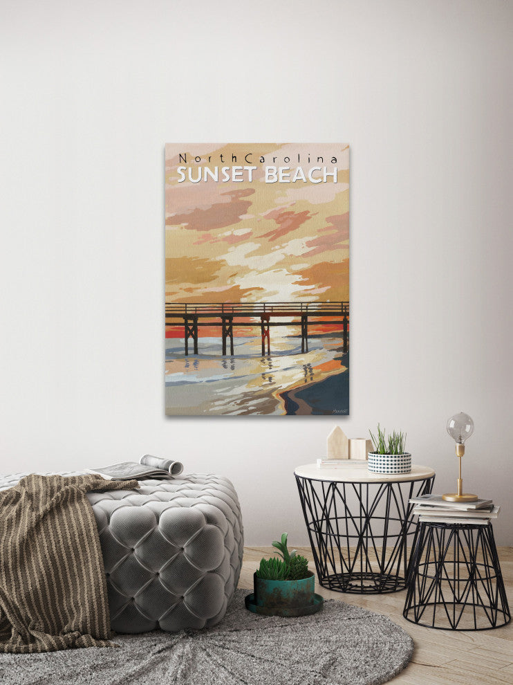 "Sunset Beach" Painting Print on Wrapped Canvas, 8x12