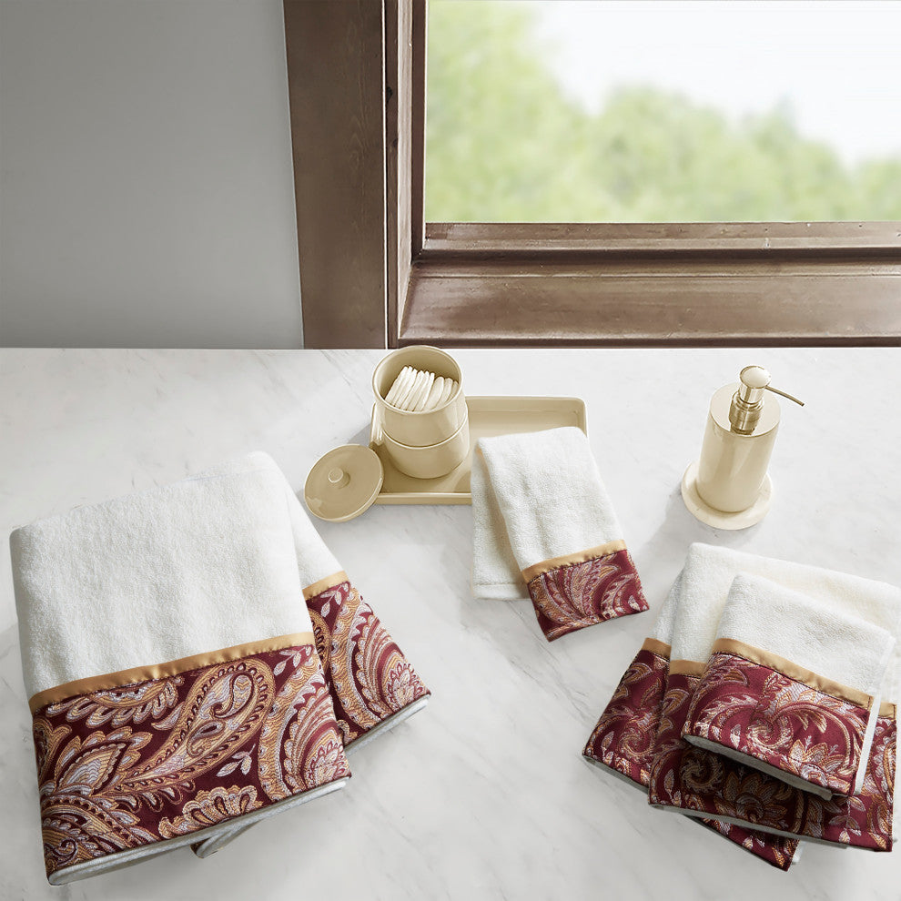Madison Park Aubrey 6-Piece Bath Towel Burgundy Red