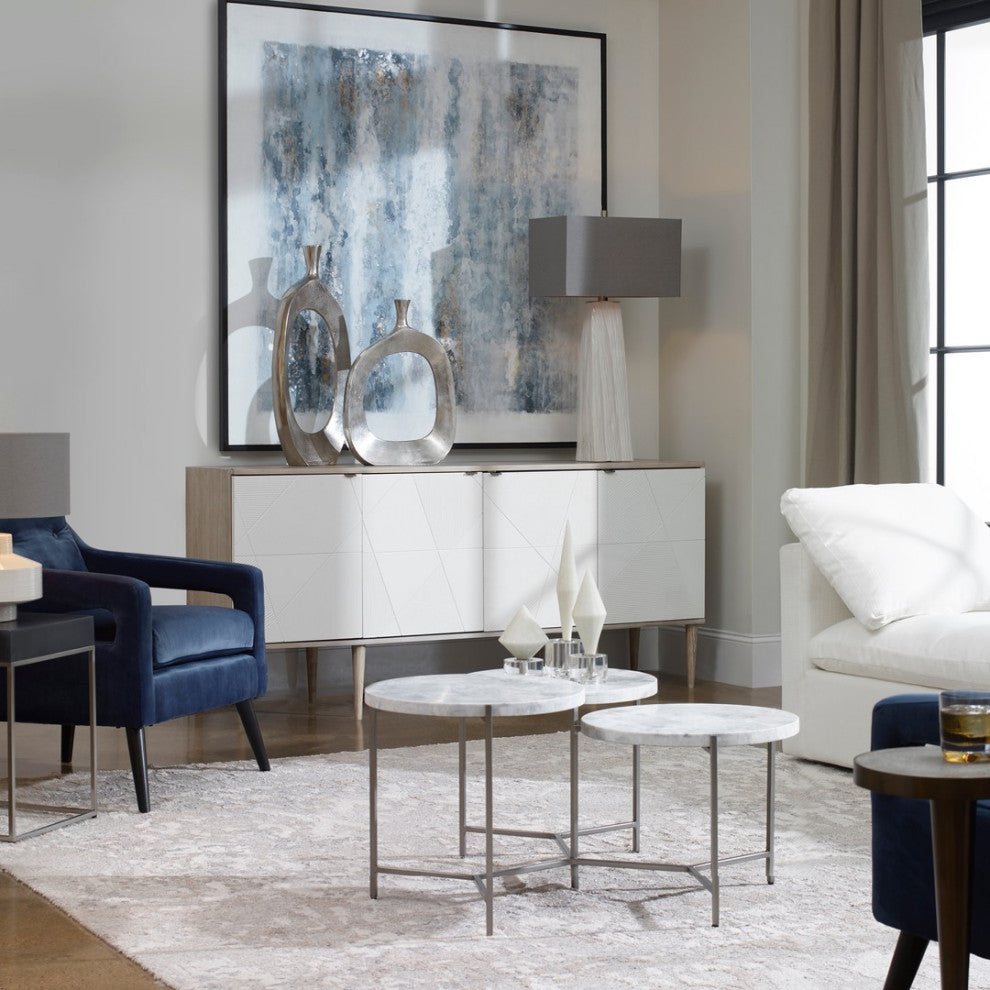 Luxe Modern Woodland Style Carved Ceramic Table Lamp Gloss White Organic Gray