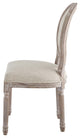 French Vintage Side Dining Chair, Fabric, Wood, Beige, Modern, Bistro Restaurant