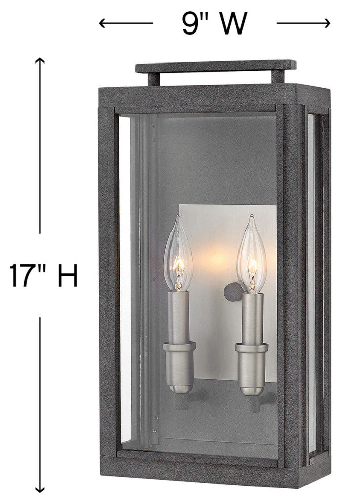 Hinkley Sutcliffe Medium Wall Mount Lantern, Aged Zinc