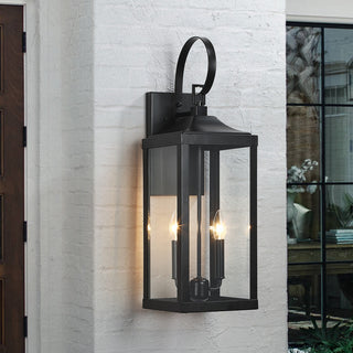 25.7" 2-Light Large Traditional Outdoor Wall Lantern Sconce, Matte Black