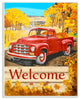 Welcome Red Truck Fall Autumn Landscape Design, 13"x19"