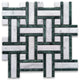 Carrara White Marble Twine Basketweave Mosaic Tile Indian Green Honed, 1 sheet
