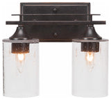 Uptowne 2-Light Bath Bar, Dark Granite/Clear Bubble
