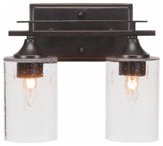Uptowne 2-Light Bath Bar, Dark Granite/Clear Bubble