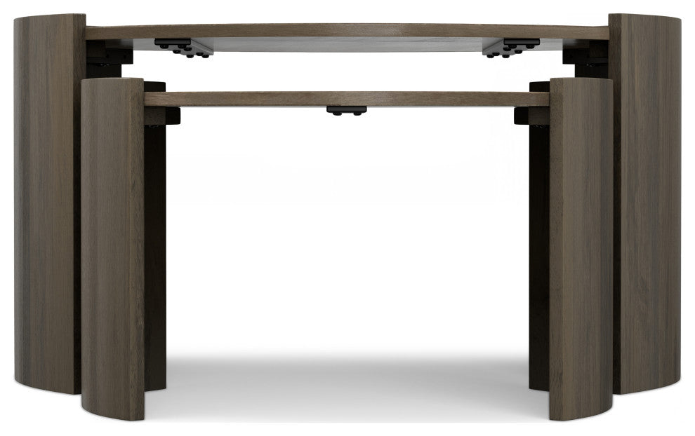 Robin Solid Mango Wood 2 Piece Nesting Table, Ash Grey