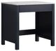 Jacques 30" Navy Blue Make-Up Vanity Side Table White Carrara Marble Top