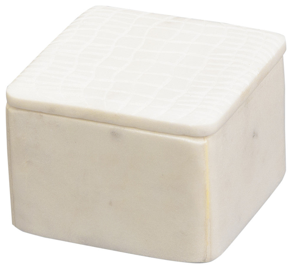 White Marble Box, Lid, Small