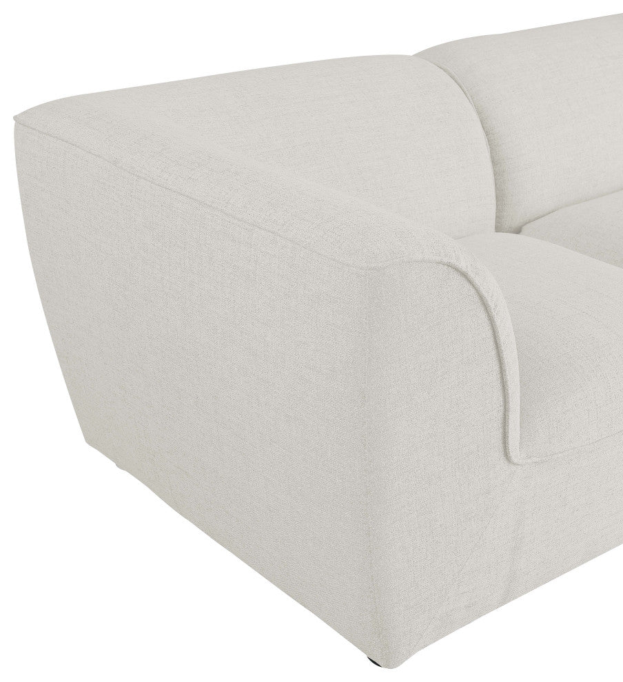Miramar Linen Textured Fabric  5-Piece Modular L-Shaped Sectional, Cream