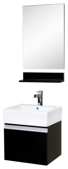 20.5" Single Wall Mount Style Sink Vanity, Wood, Espresso