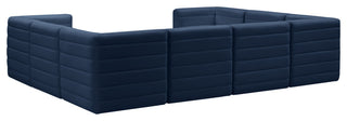 Quincy Velvet Upholstered 8-Piece U-Shaped Modular Sectional, Navy