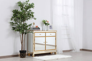 ElegantMF72002G Nightstand 2 Drawers 2 Doors 38"Wx12"Dx32"H, Gold