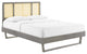 Kelsea Cane and Wood King Platform Bed With Angular Legs MOD-6697-GRY