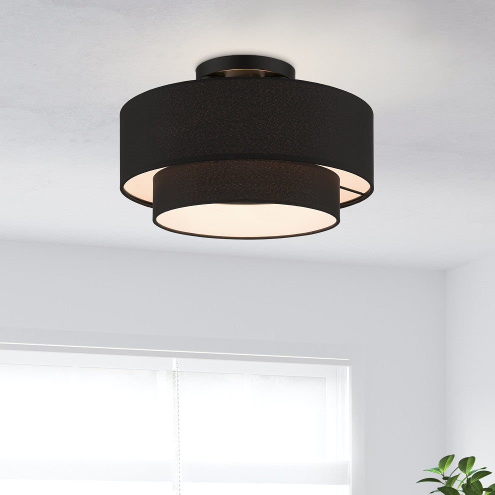 Bainbridge 3-Light Black Large Semi-Flush