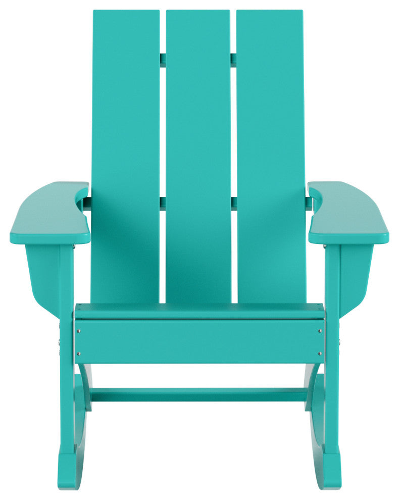 WestinTrends Set of 2 Modern Adirondack Outdoor Rocking Chairs, Turquoise