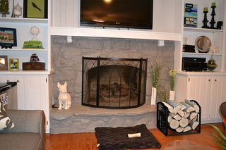 Firewood Rack Holder with Decorative Scrolls in Black by Home-Complete