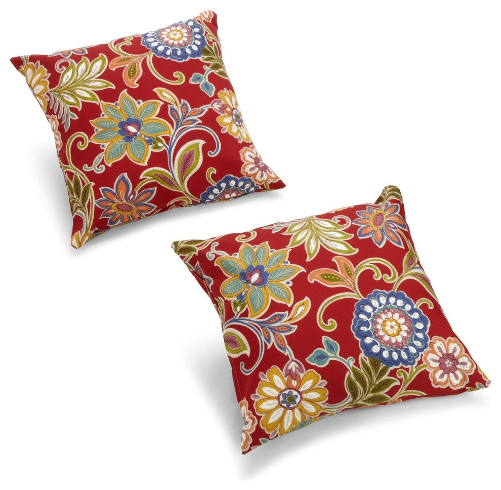 Blazing Needles 17" Outdoor Knife Edge Throw Pillows, Set of 2, Alenia Pompeii