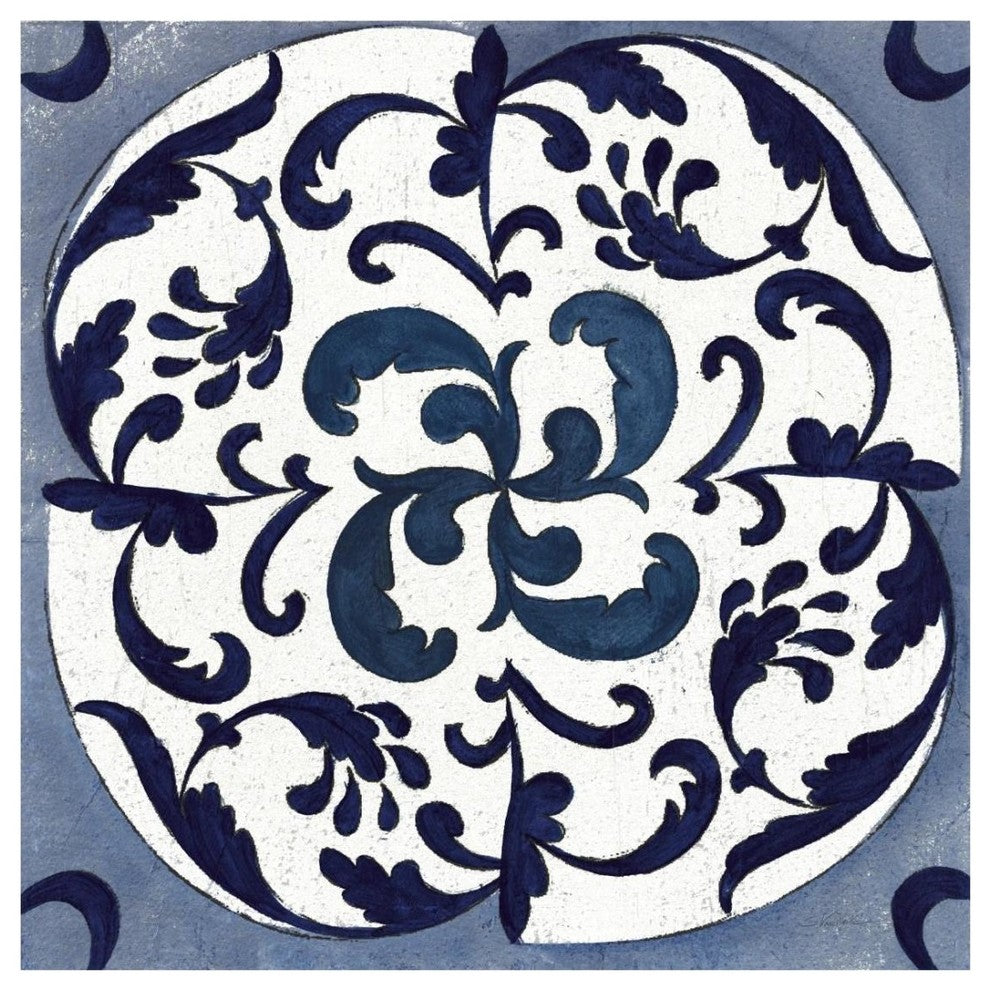 "Coast Lines I Indigo and Cream" Paper Print by Silvia Vassileva, 26"x26"