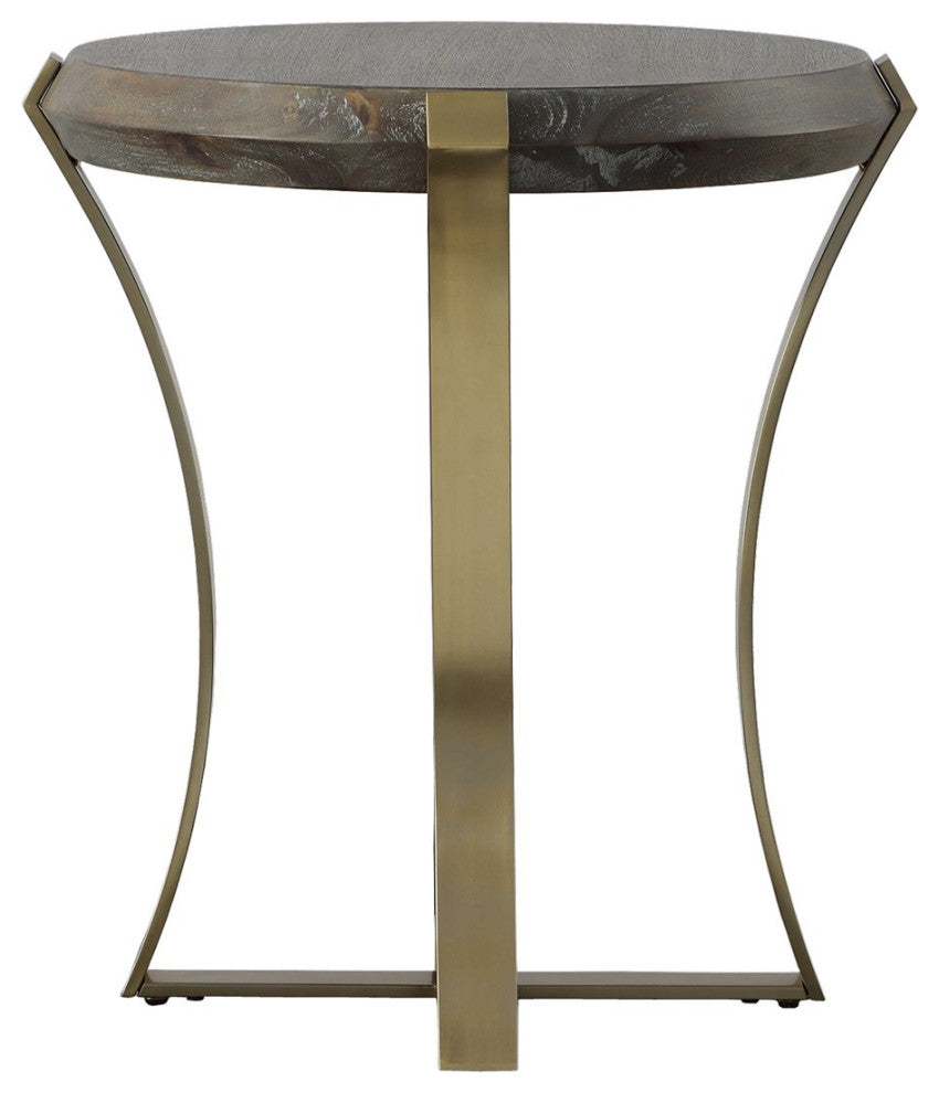 Unite Brass Leg Wood Side Table