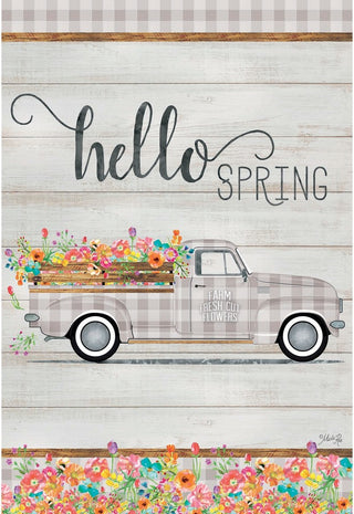 Truck Hello Spring Print Polyester Garden Flag
