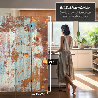 6' Tall Double Sided Rust Canvas Room Divider