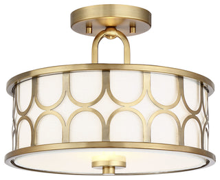 2-Light Semi-Flush Mount, Natural Brass
