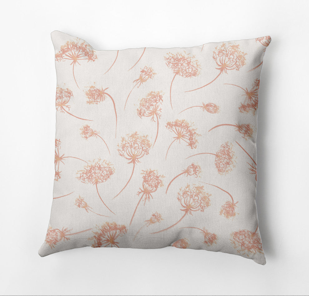 Wishing Flowers Pillow, Orange, 20"x20"