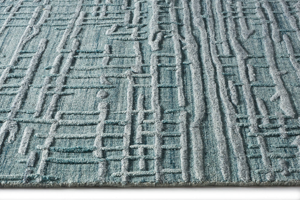 Wales Hand Loomed Area Rug, Azure, 9'x12'