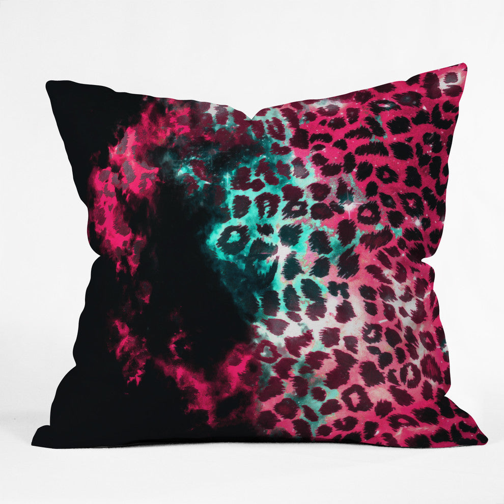 Caleb Troy Leopard Storm Pink Outdoor Throw Pillow, 26x26x7