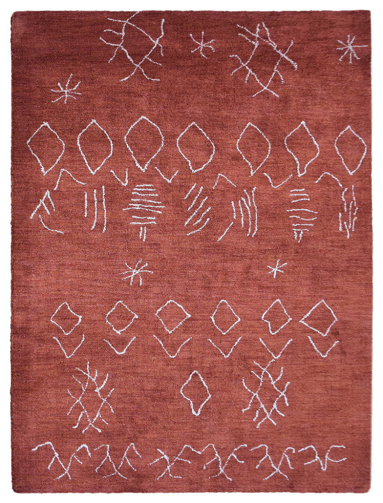 HAND KNOTTED LOOM SILK ECO-FRIENDLY RUG-5'x8',Rectangle,Red White,Contempor
