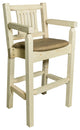Captain's Barstool, Clear Lacquer Finish With Upholstered Seat, Buckskin Pattern