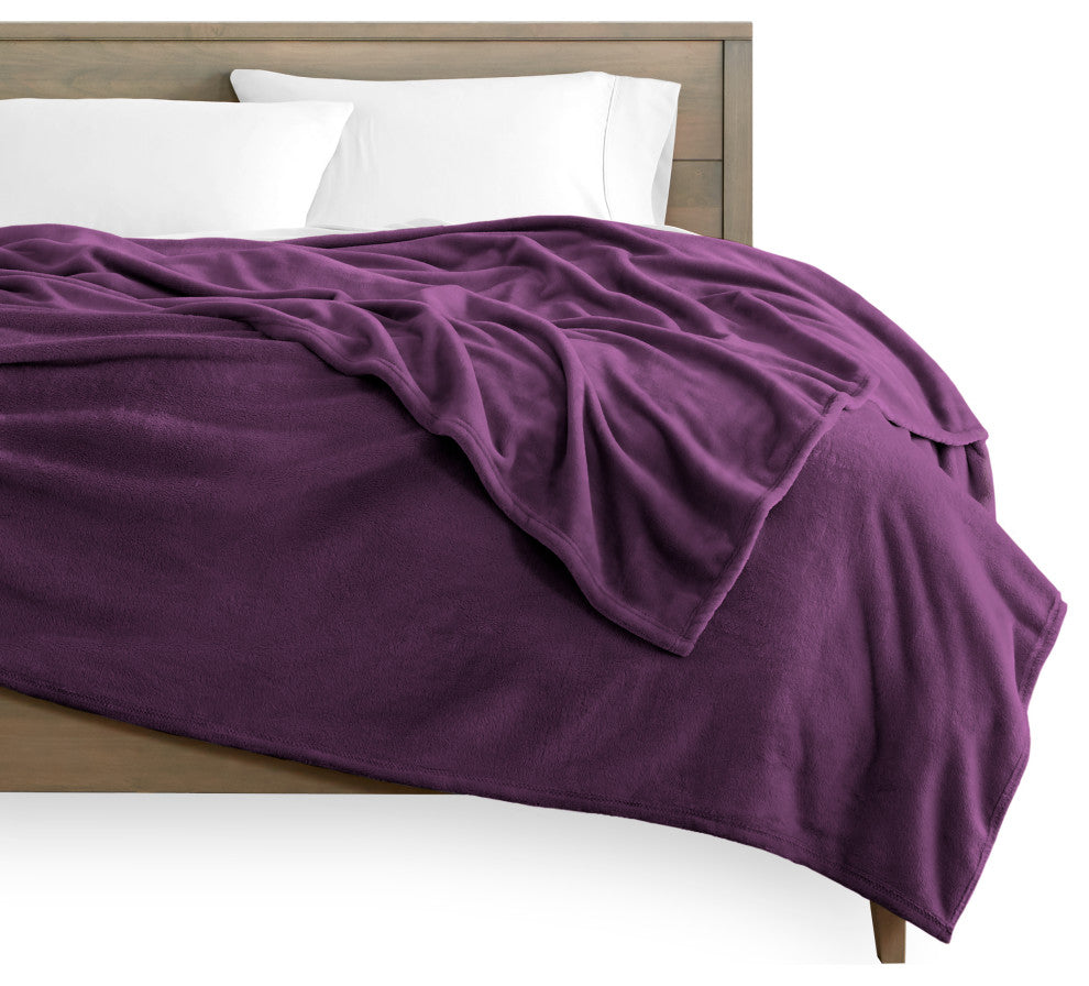 Bare Home Microplush Fleece Blanket, Plum, King