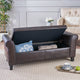 GDF Studio Hayes Contemporary Upholstered Storage Ottoman Bench with Rolled Arms, Brown