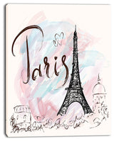 "Illustration With Eiffel Tower" Abstract Cityscape Canvas Print, 12"x20"