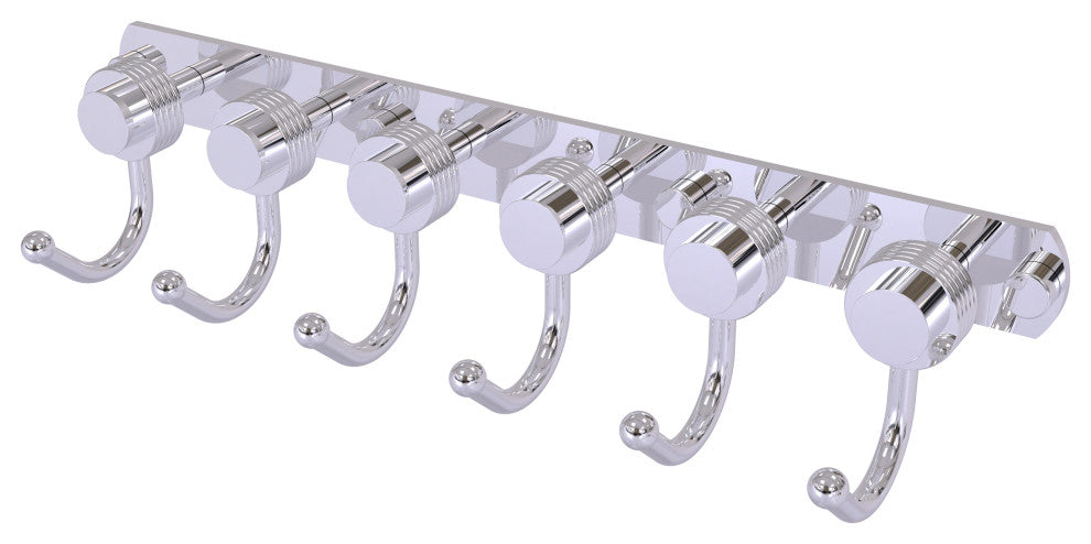 Mercury 6 Position Groovy Accent Tie and Belt Rack, Polished Chrome