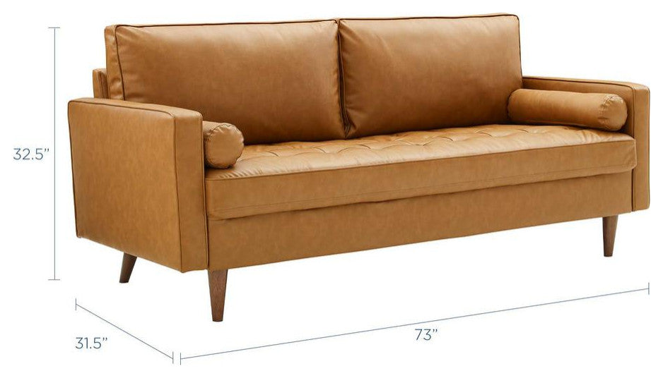 Valour Upholstered Faux Leather Sofa - Tan EEI-3765-TAN