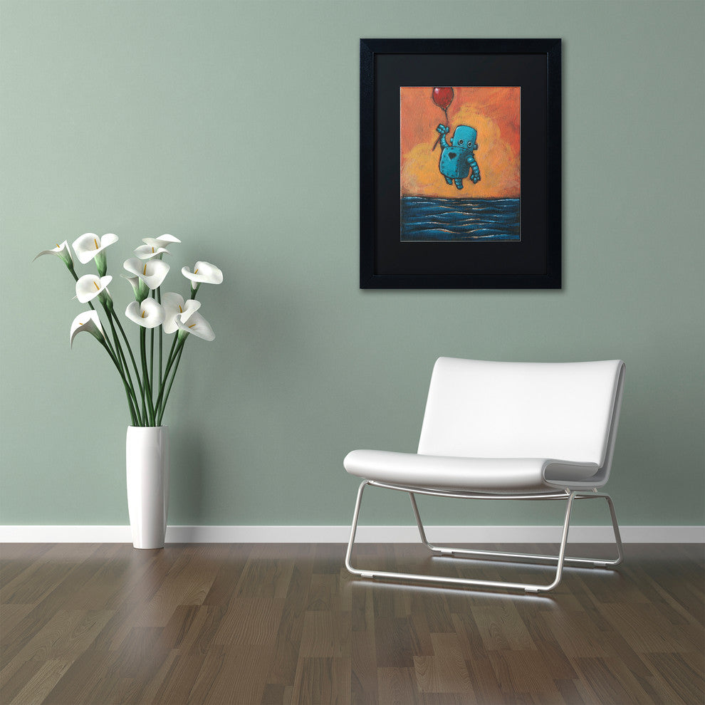 ''Float Ii'' Matted Framed Art, Black Frame, Black Matte, 20x16