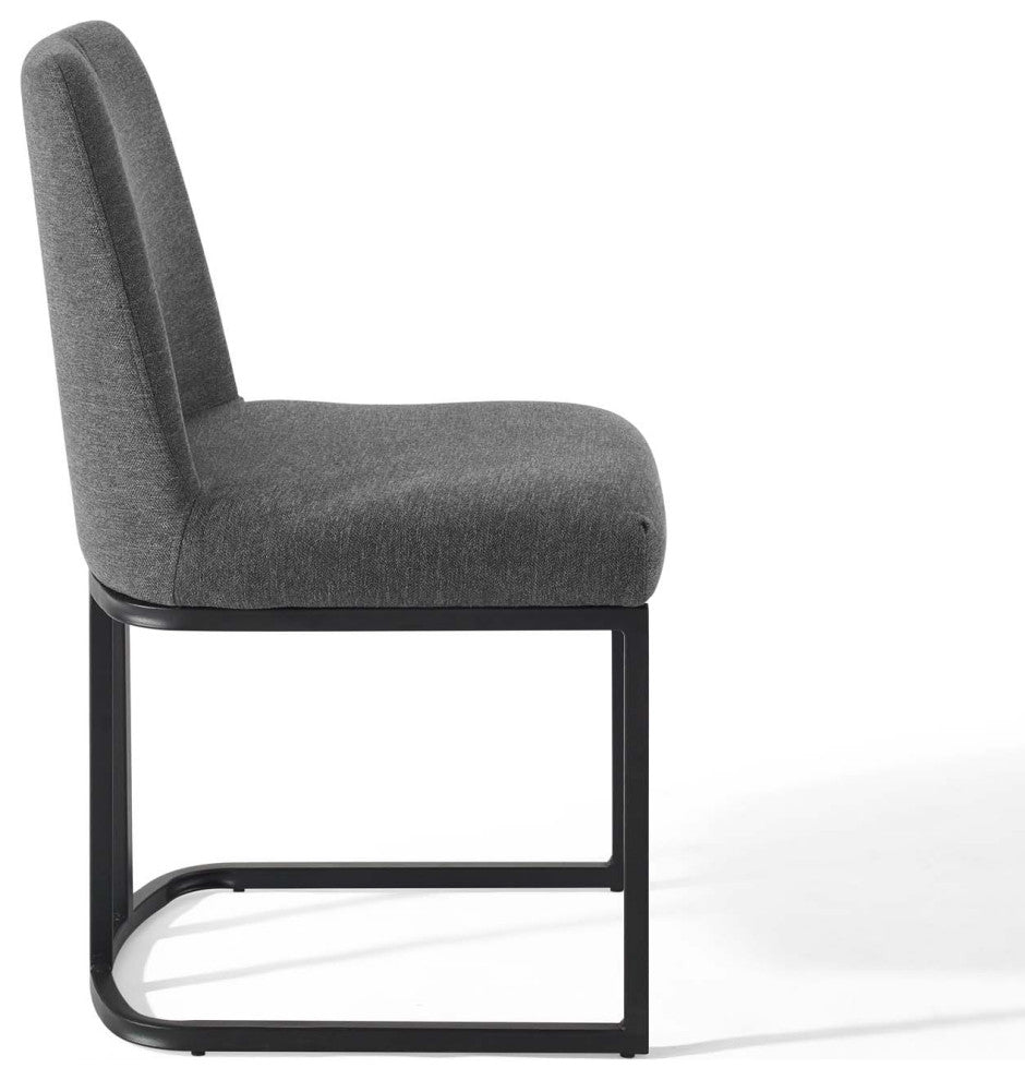 Amplify Sled Base Upholstered Fabric Dining Side Chair-Black Charcoal