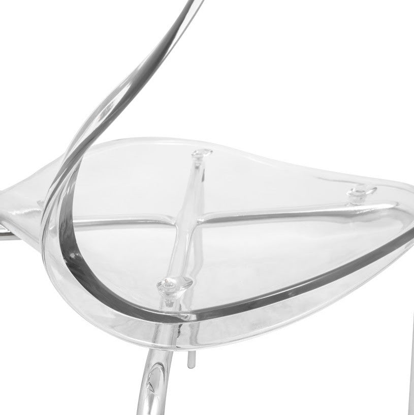 Stackable Plastic Dining Chair with Chrome Legs for Indoor and Outdoor Set of 2, Clear