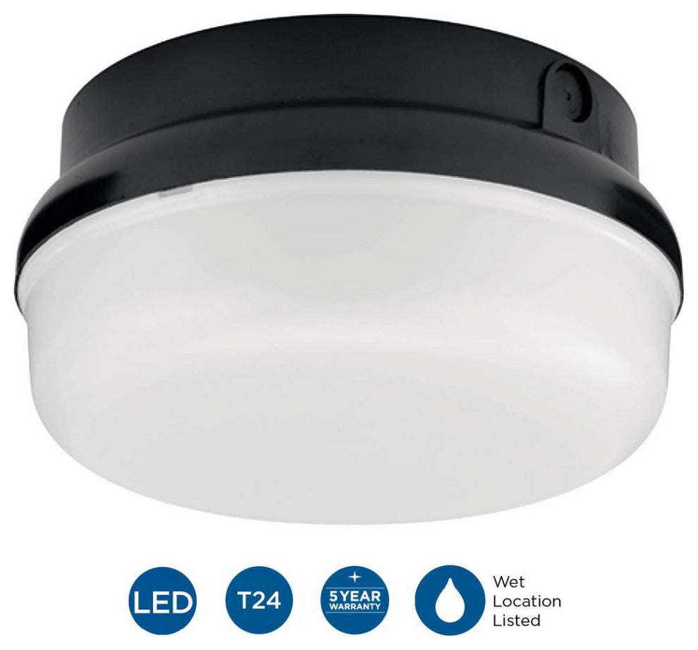 Hard-Nox Collection 1-Light Black Polycarbonate Shade Outdoor Wall Ceiling