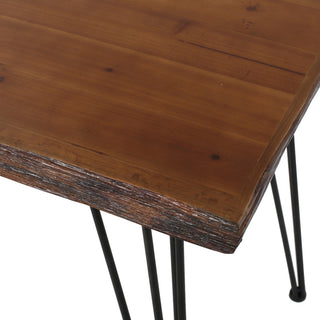 GDF Studio Aneissa Faux Live Edge Rectangular Dining Table, Natural/Black