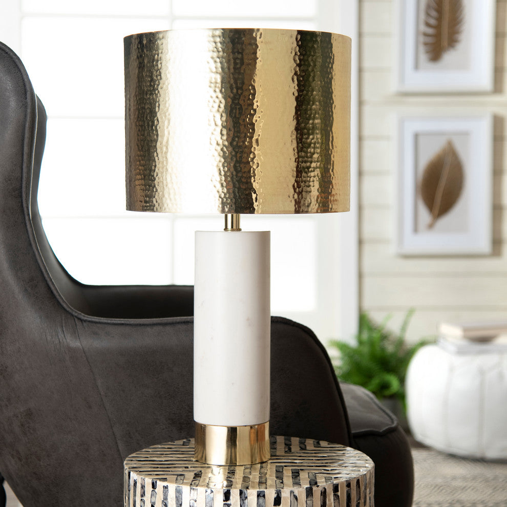 Nuloom Alexa Marble and Iron Aluminium Shade Table Lamp, 23"