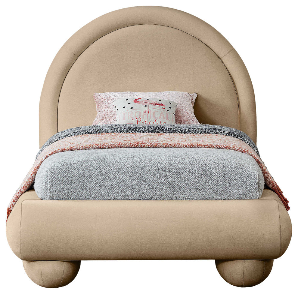 Madrid Upholstered Bed, Beige, Twin, Velvet