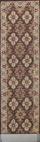 Floral Brown Traditional Oriental Runner Rug Hand-tufted Wool Carpet 3x19