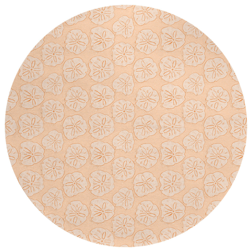 Indoor/Outdoor Seabreeze SZ10 Peach Machine Washable 8' x 8' Round Rug